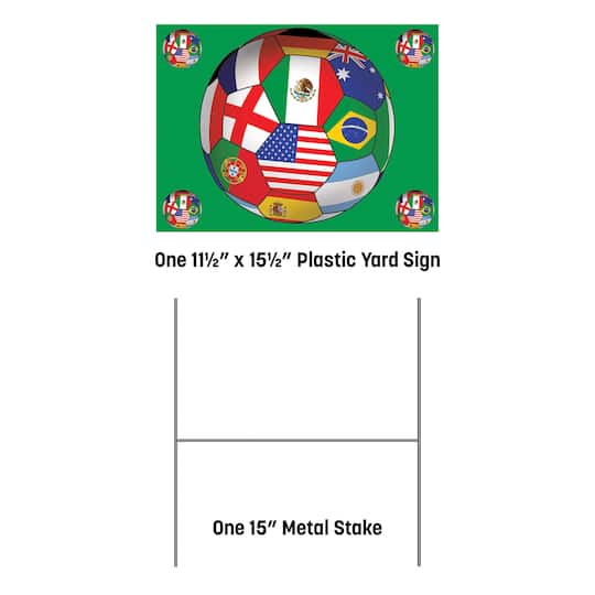 11.5" x 15.5" International Soccer Plastic Yard Sign